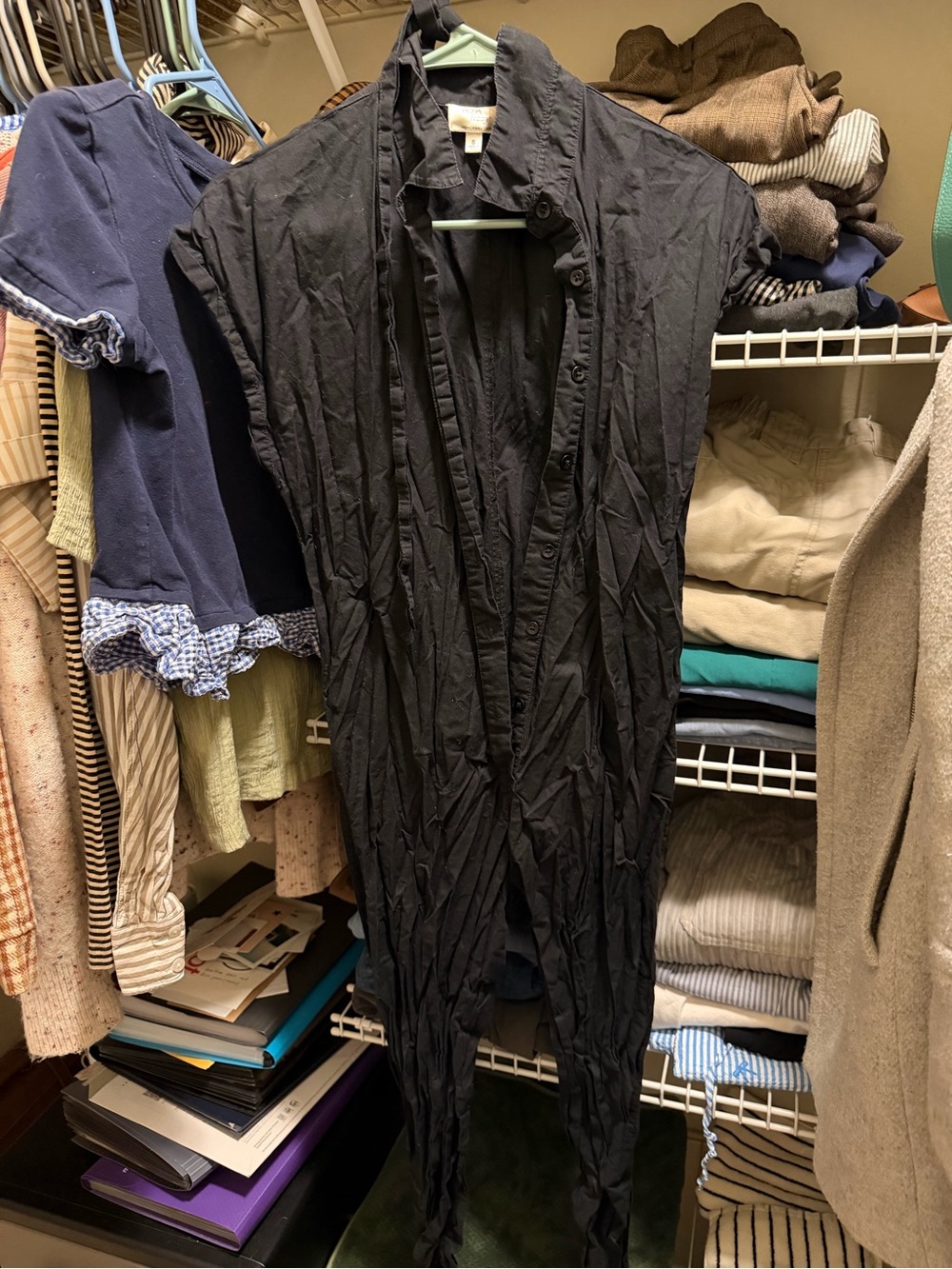 Black Sleeveless Button-Front Jumpsuit